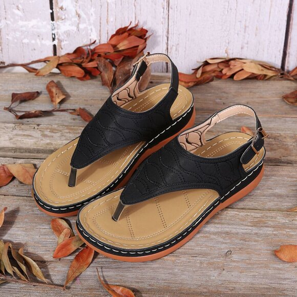 Low-Wedge Women Orthopedic Sandals Casual Flat Shoes Flip Flops Ladies A… - Picture 5 of 11